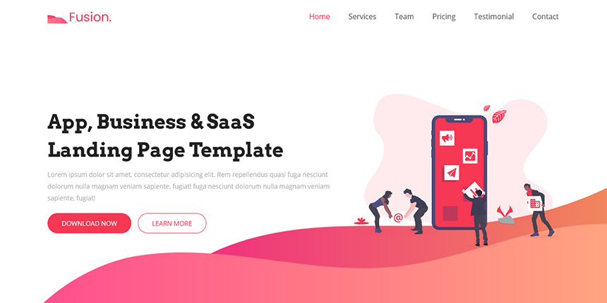 Fusion - Free App, Business, SaaS & Product Landing Page Template